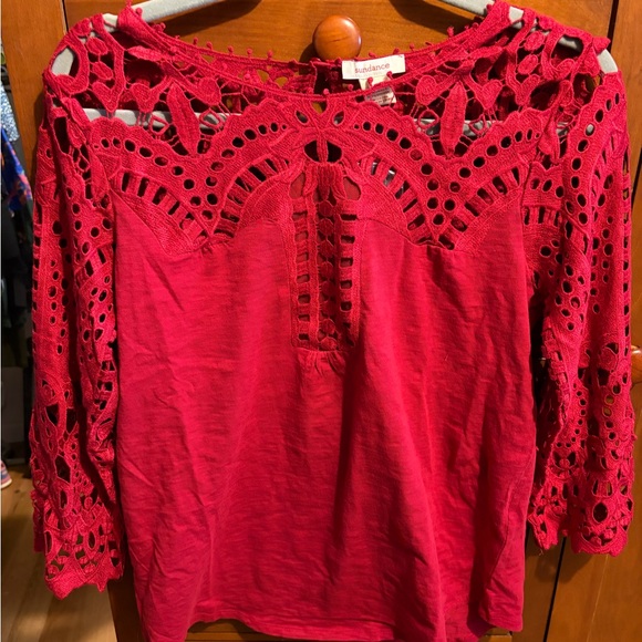 Sundance Red Lace Detail Blouse - Picture 3 of 3